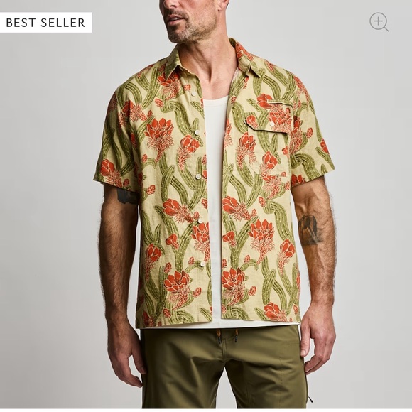 Wren Other - Wren Lost Weekend Shirt Southwestern Cactus Flower Print Linen Blend Mens L